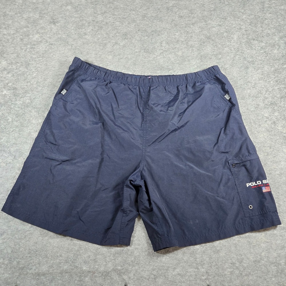 VTG Polo Sport Mens Navy Blue Ralph Lauren Swim Trunks XL